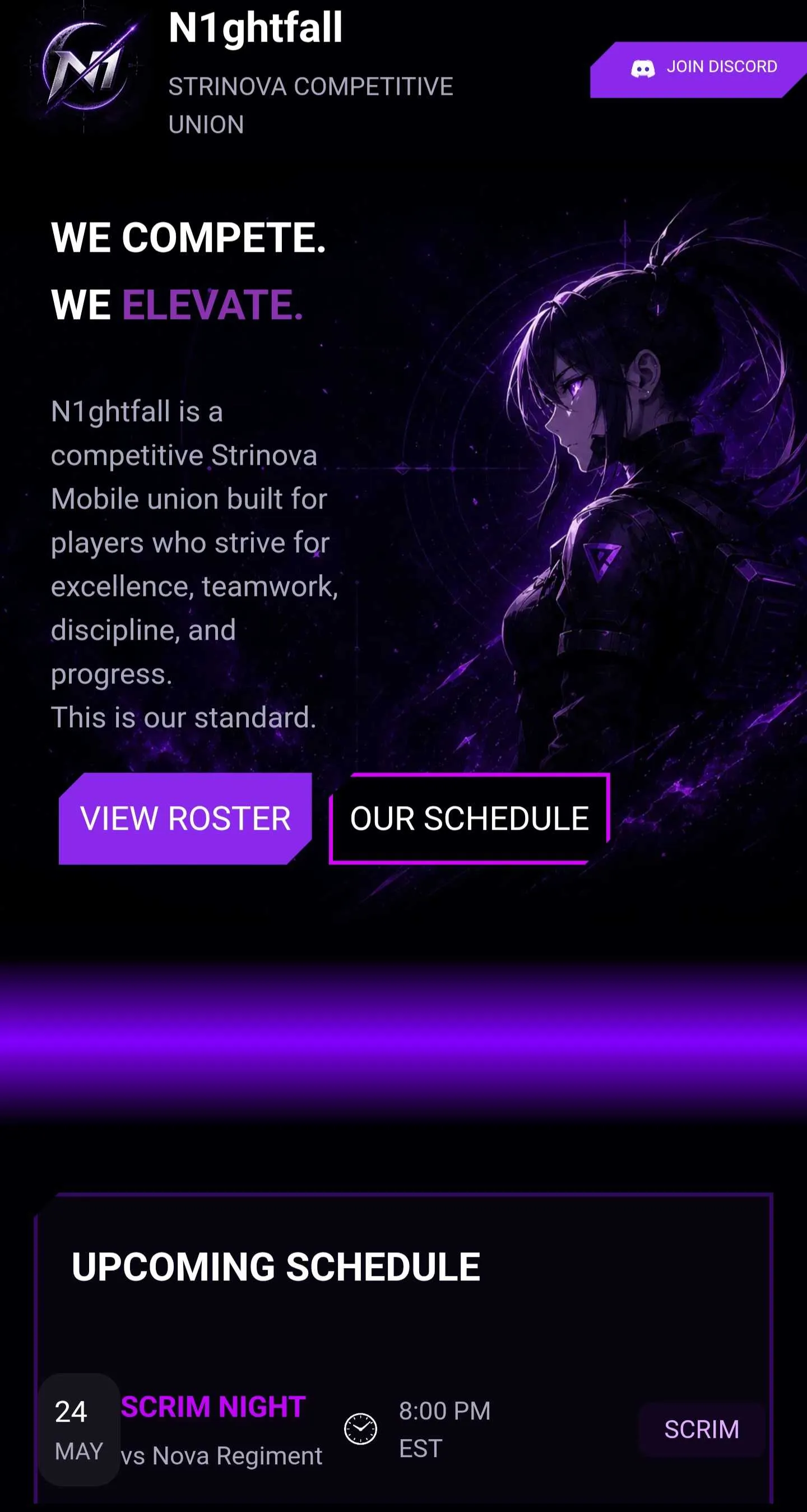 Image of the n1ghtfall community homepage