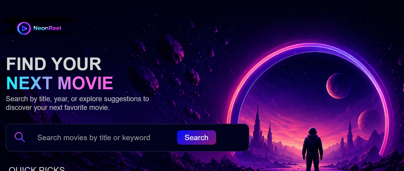 Image of the Neon Reel homepage