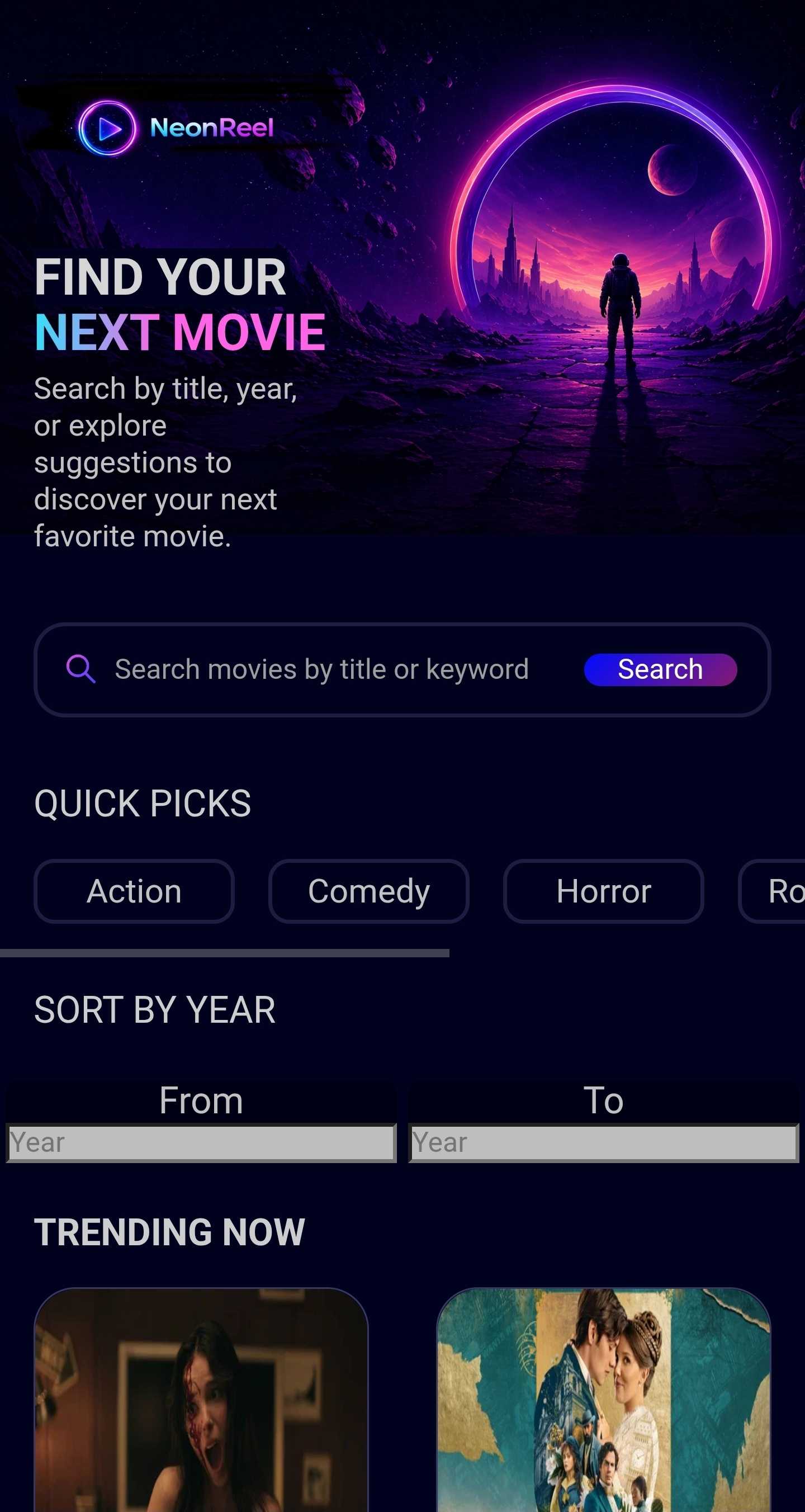 Image of the Neon Reel homepage